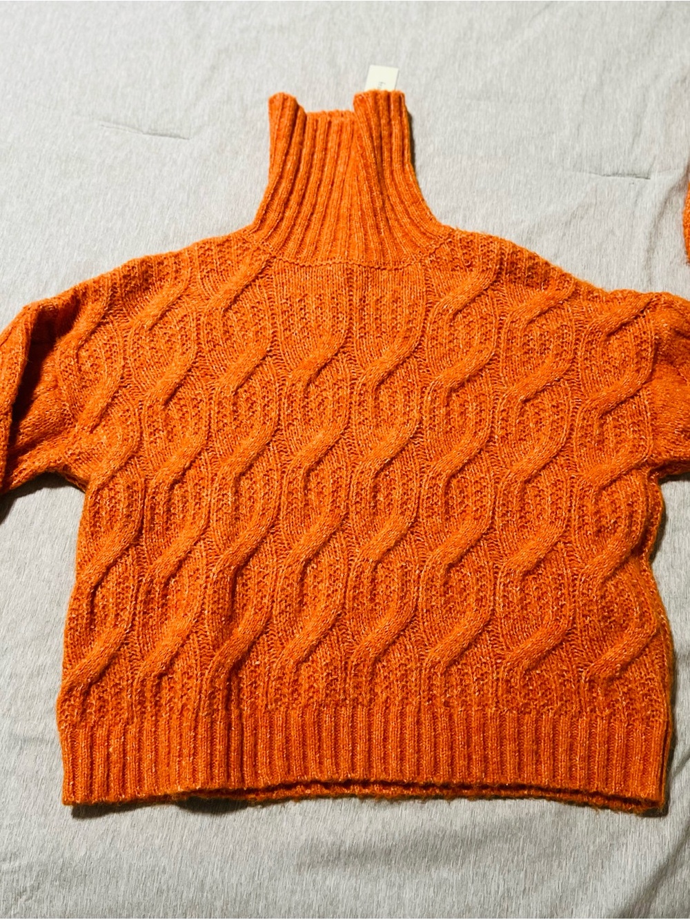 Francesca's Collections Orange Cable Knit Turtleneck Sweater
